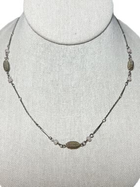 Vintage Beaded Medici Necklace Silver Tone
